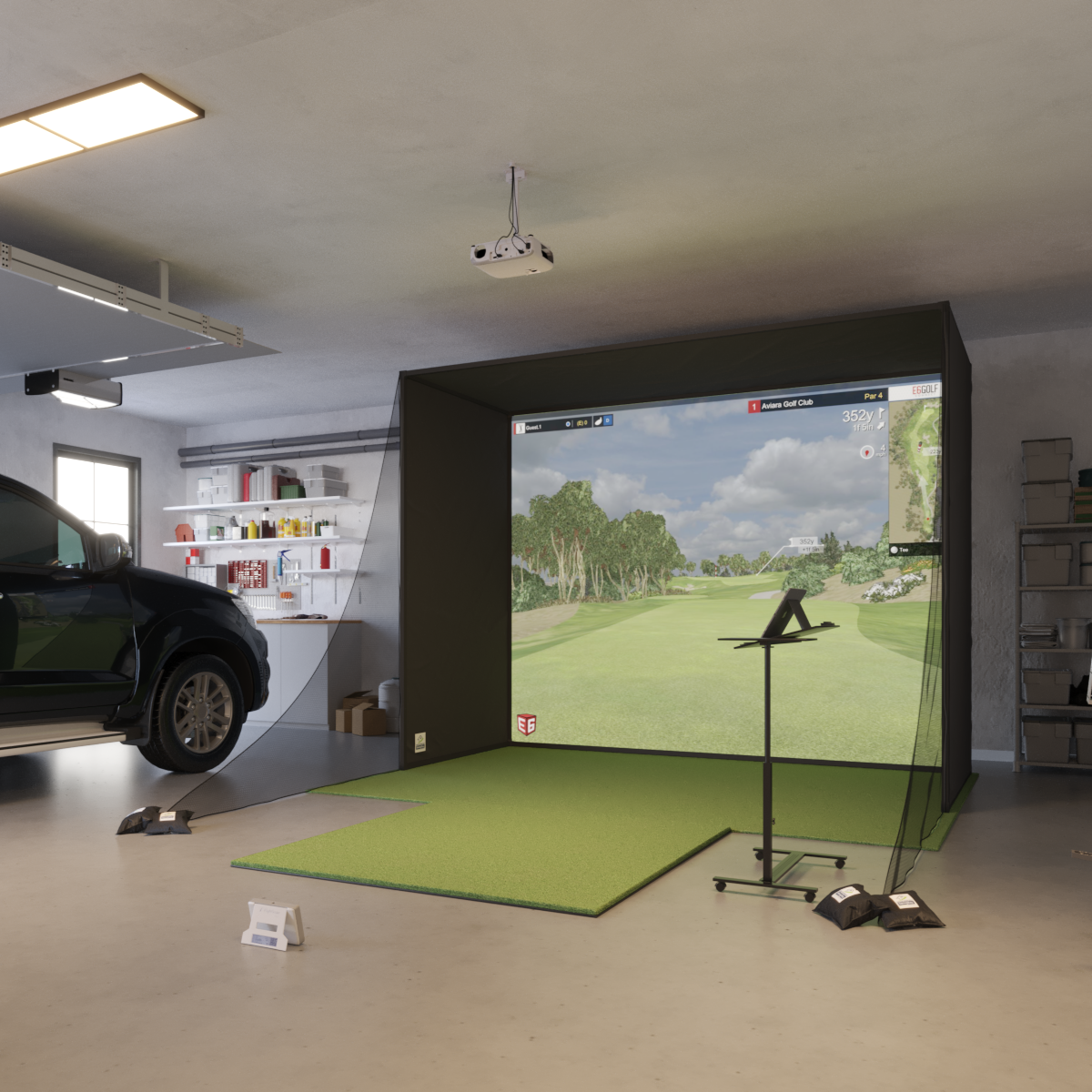 FlightScope Mevo+ SwingBay Golf Simulator Package