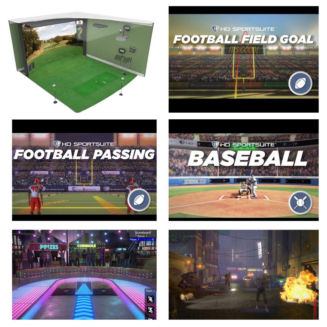 HD SportSuite 16:10 Curved Sports Simulator  | Quadvision | 4K Projector | HP PC | Pro Turf