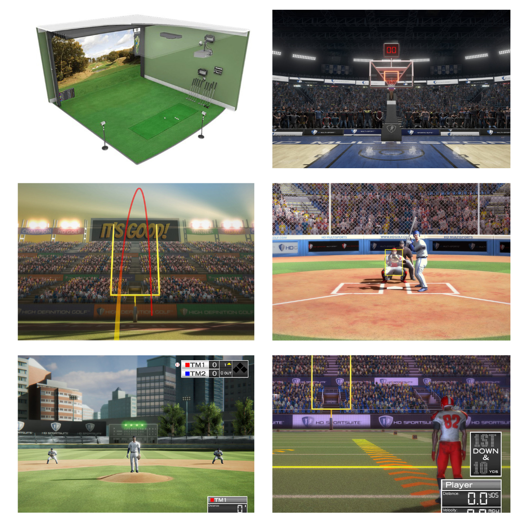HD SportSuite 4:3 Flat Screen Sports Simulator | Quadvision | 30+ Sports | 4K Projector | Compact Fit