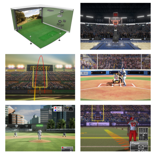 HD SportSuite 4:3 Flat Screen Sports Simulator | Quadvision | 30+ Sports | 4K Projector | Compact Fit